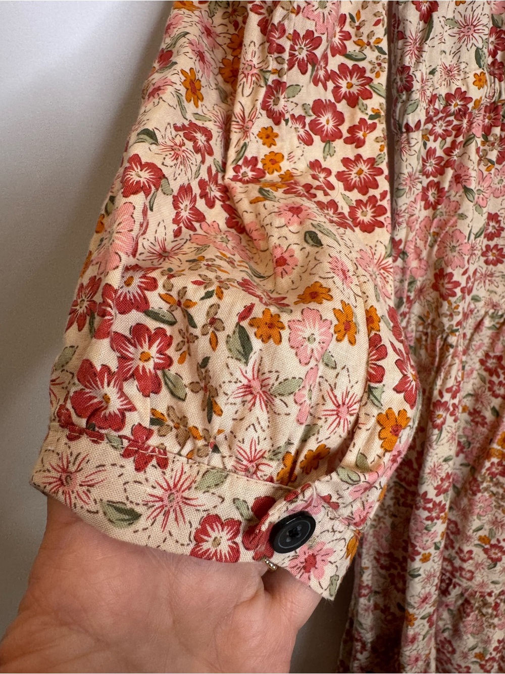 Vintage Cottagecore Floral Midi Dress Prairie Romantic Button Front Boho - Picture 4 of 7